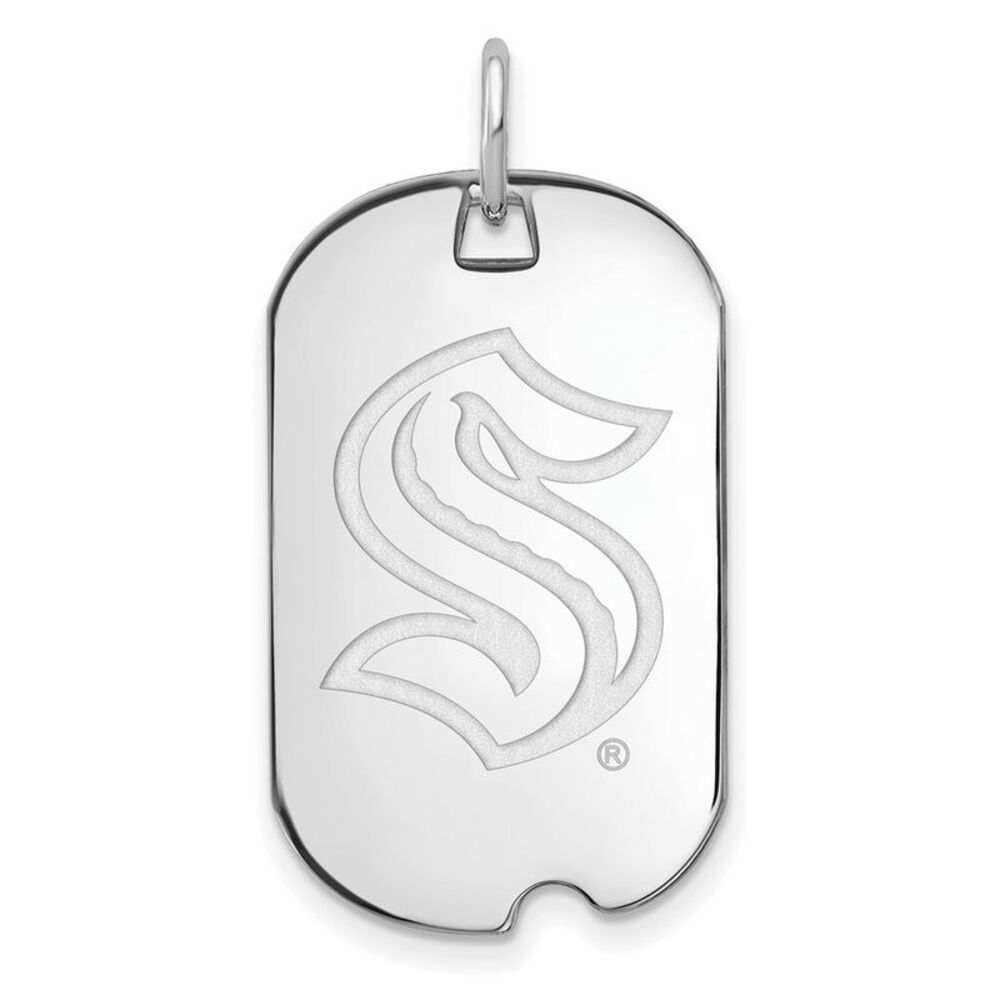 10K White Gold NHL Seattle Kraken Small Dog Tag Pendant